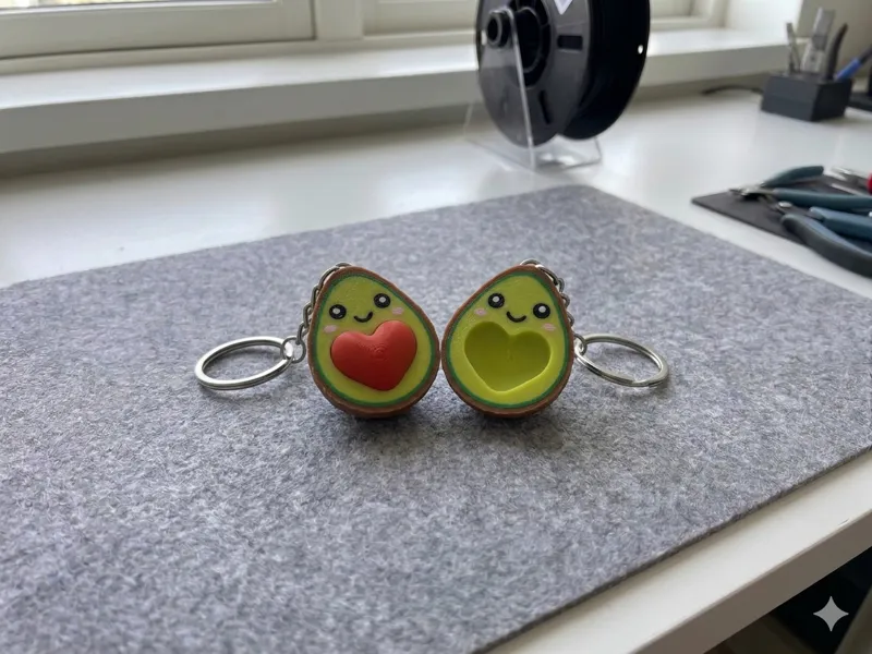 Double Avocado Hearts Keychain