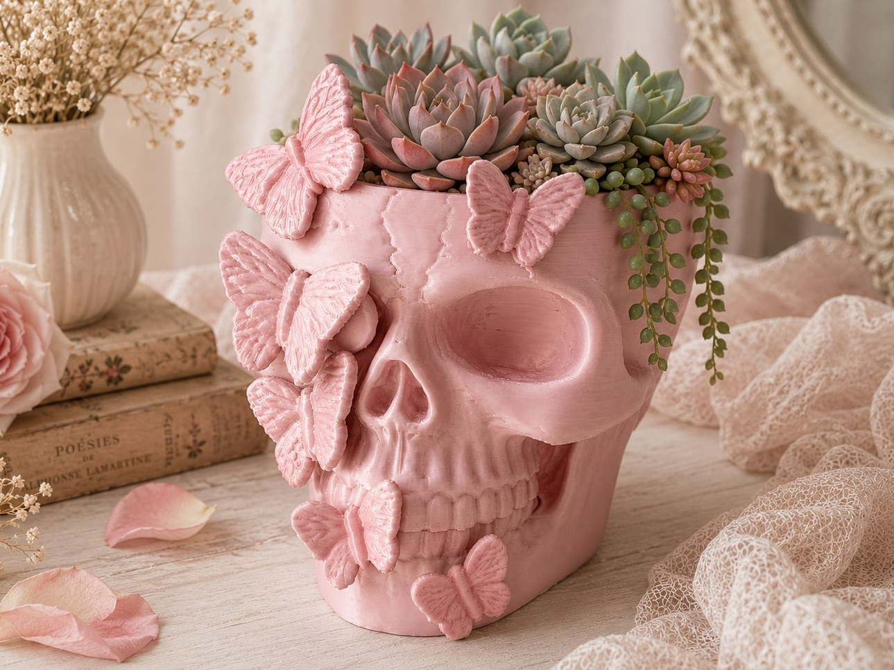 Butterfly Skull Planter & Organizer