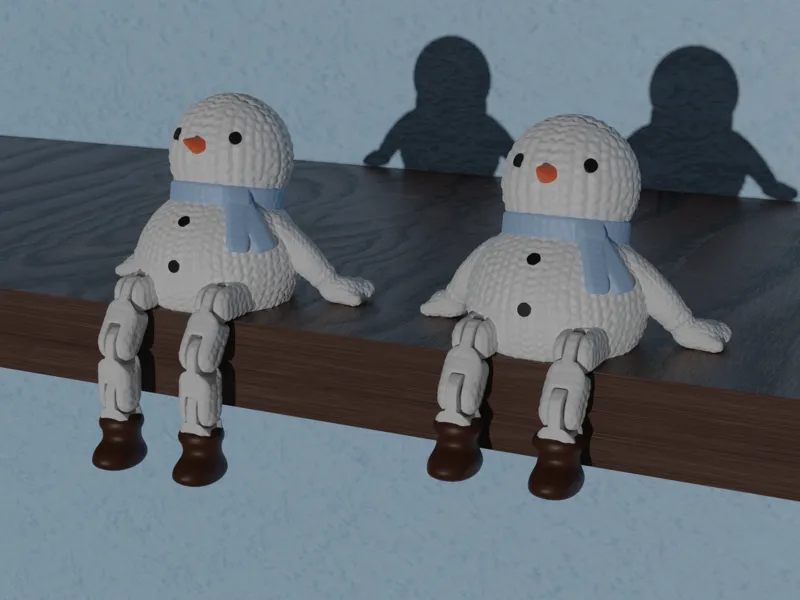 Articulated knitted snowman