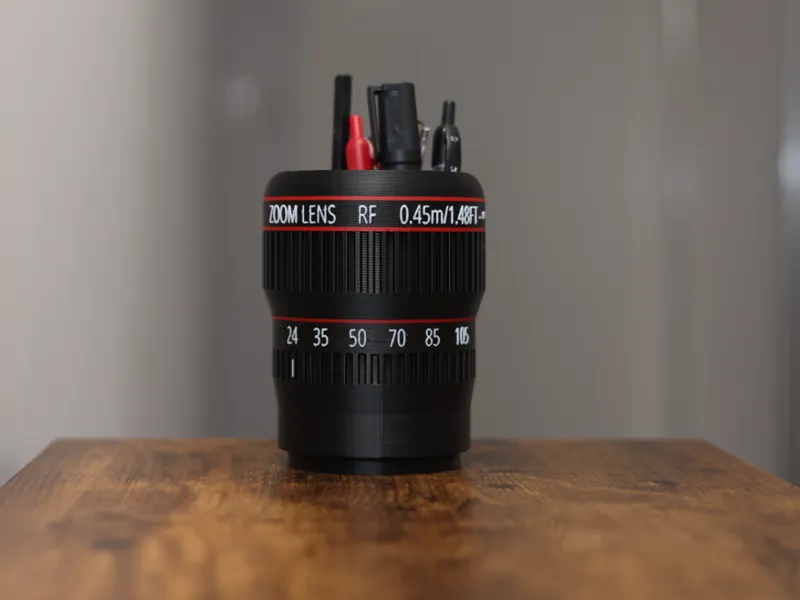 Camera Lens pen holder