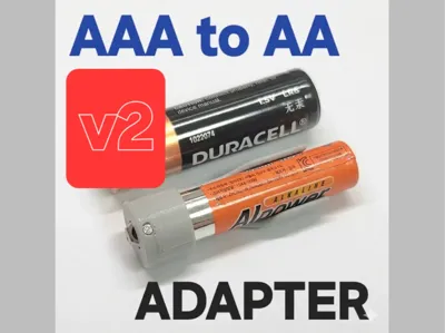 [V2] Simple AAA to AA Adapter (1 Nut, No Screws)