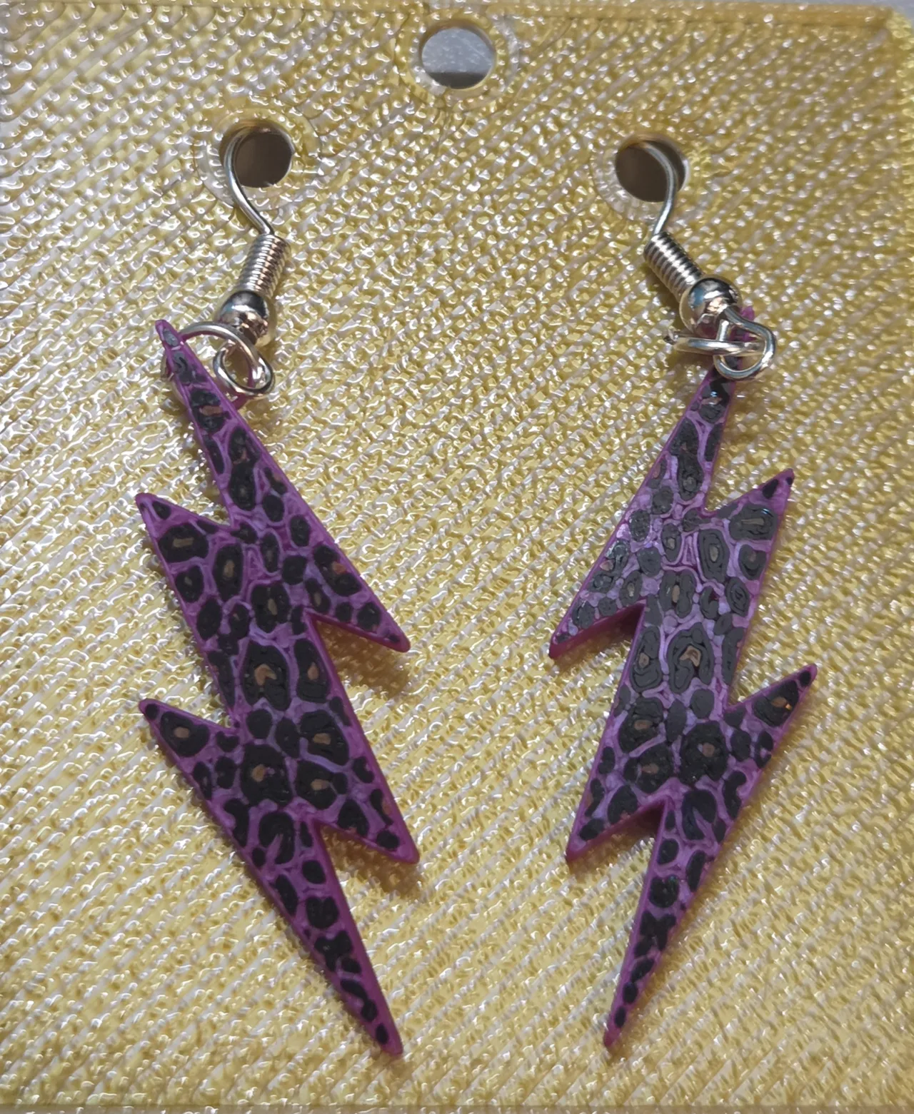 Leopard Lightning bolt earring view 2