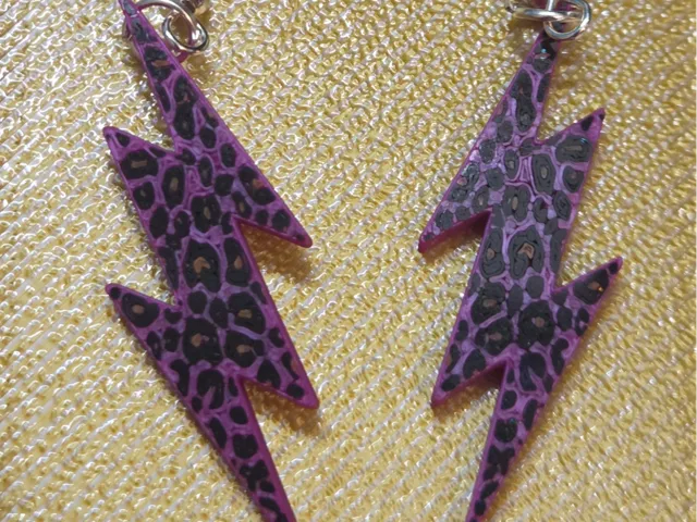 Leopard Lightning bolt earring