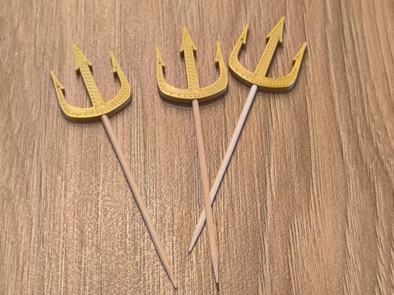 Poseidon trident toothpick decoration