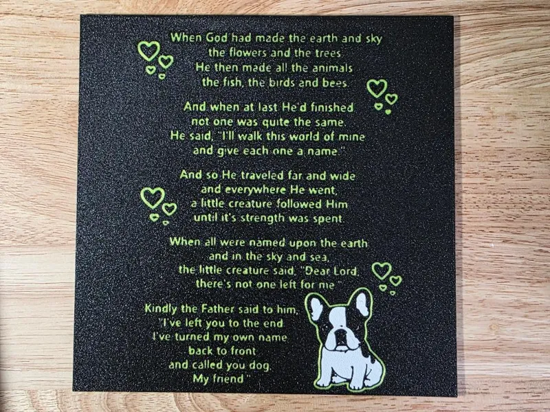 Dog Poem Wall Art - 200 x 200mm
