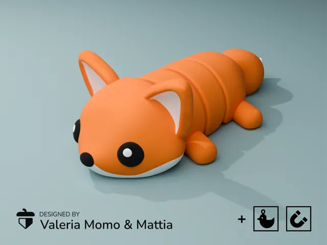 Cute Flexi Pets Fox (Keychain & Magnet)