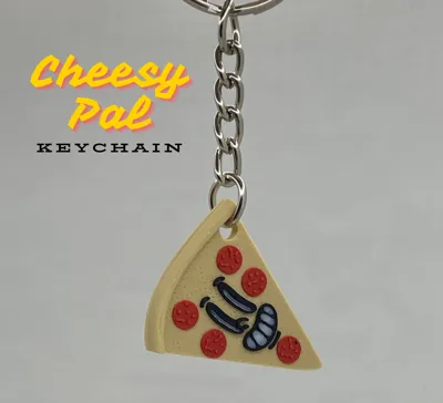 Cheesy Pal - pizza slice keychain/charm 