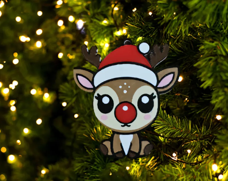 7 color Baby Rudolph Santa Hat Christmas Ornament