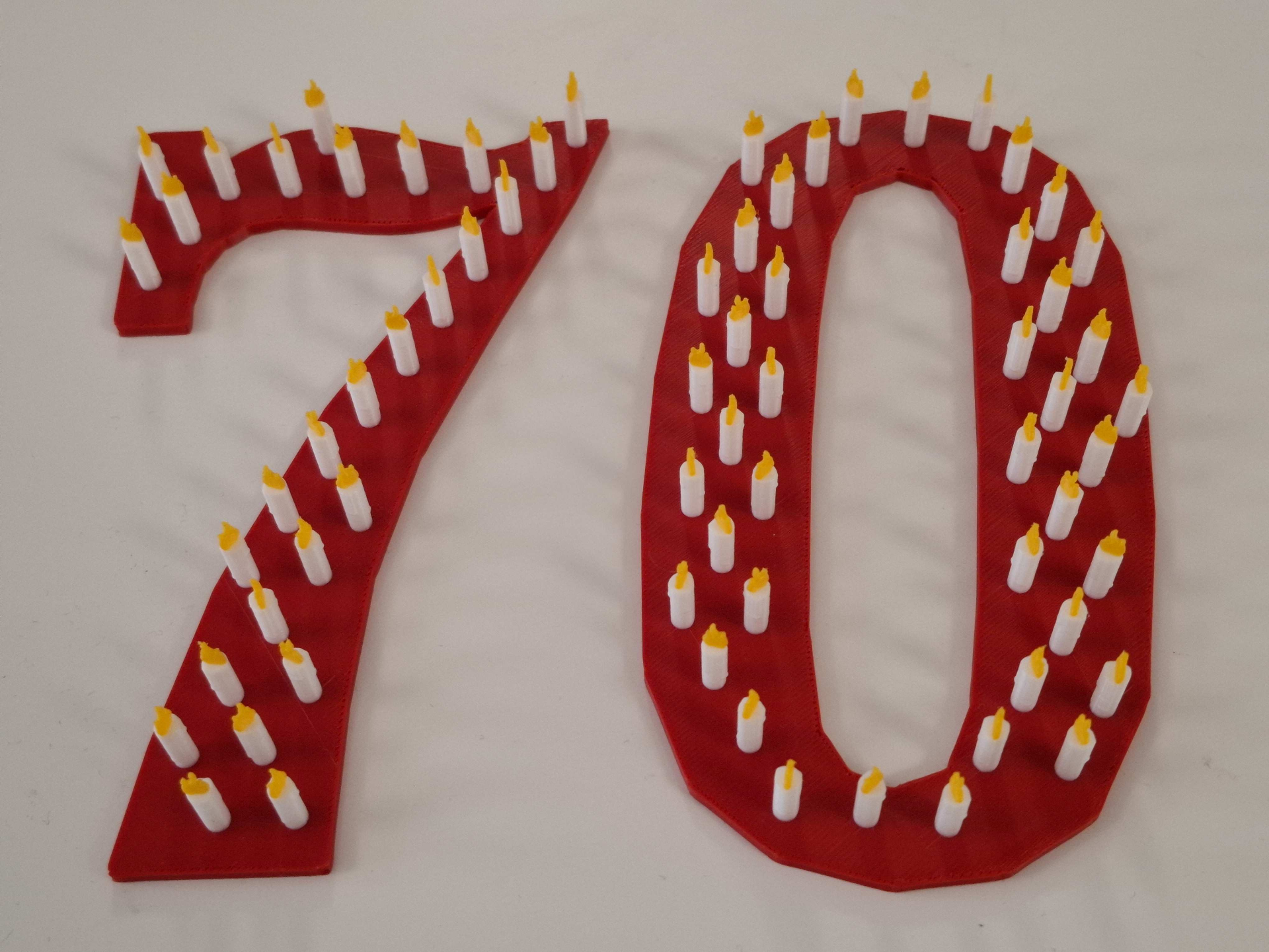 70. Geburtstag Schild mit Zahl und 70 Kerzen!! 