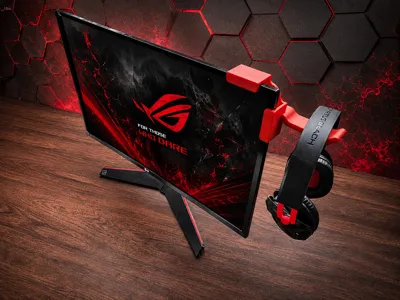 Headphone holder for monitor