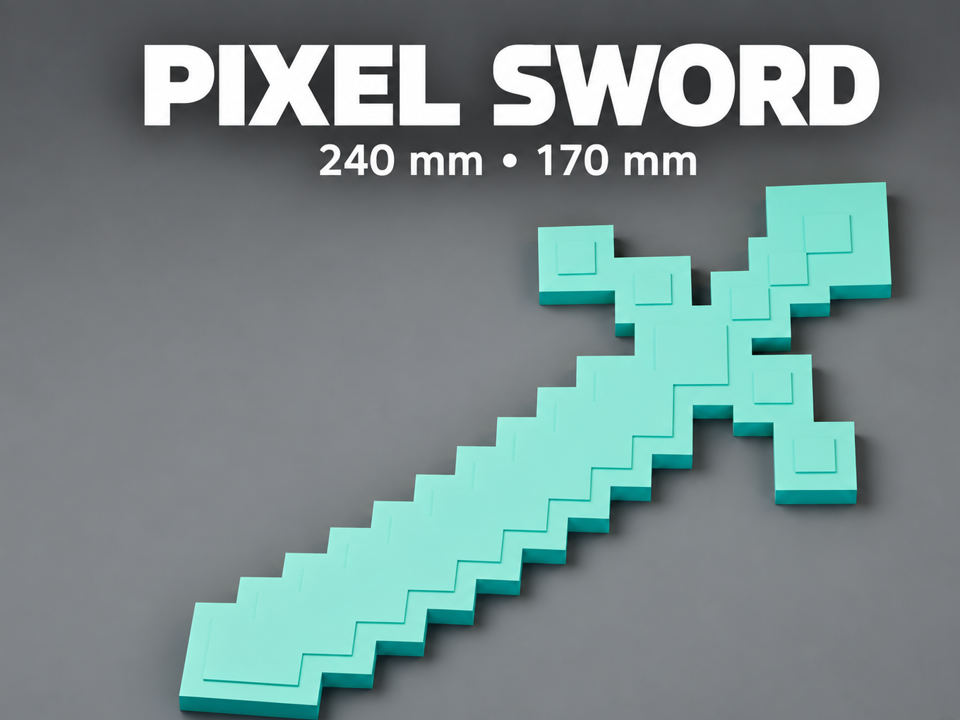 Pixel Sword | 2 Sizes | Single-Colour Desk Decor 3D model