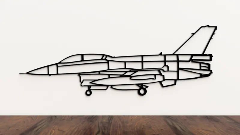F-16 Wireframe wall art (F16 Fighter Jet)