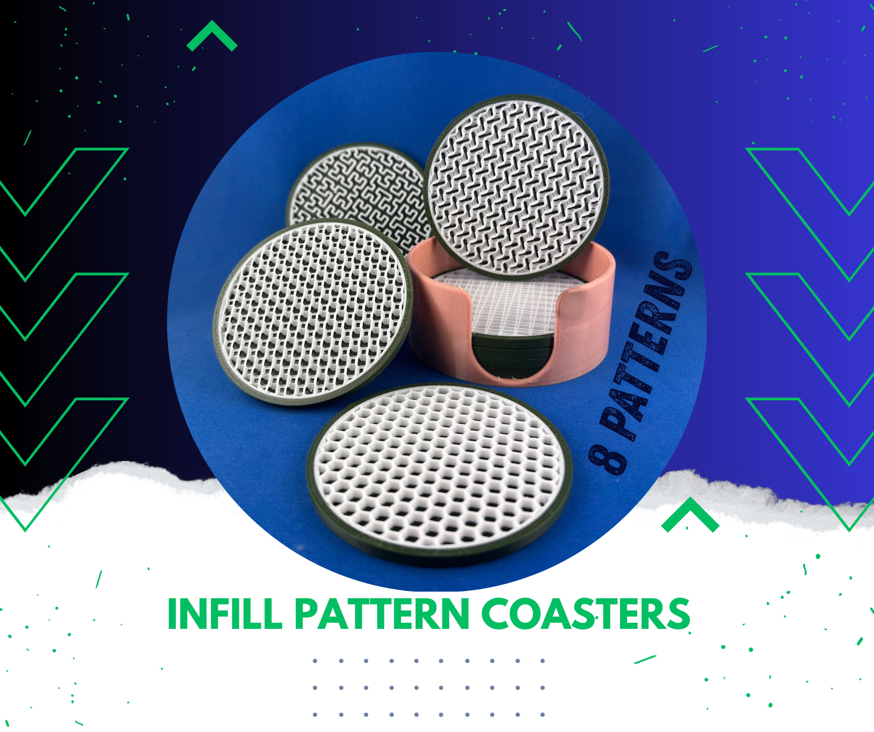 Miniatura 2 do modelo 3D Infill Pattern Coasters- 8 Patterns with container