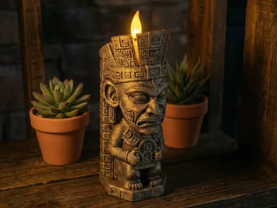 Ancient Flame: Aztec Totem Tealight Holder