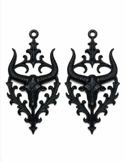 Gothic Taurus Zodiac Earrings | 3D Printable STL view 2