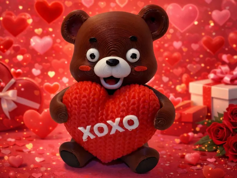 Valentine Bear with Knitted Heart