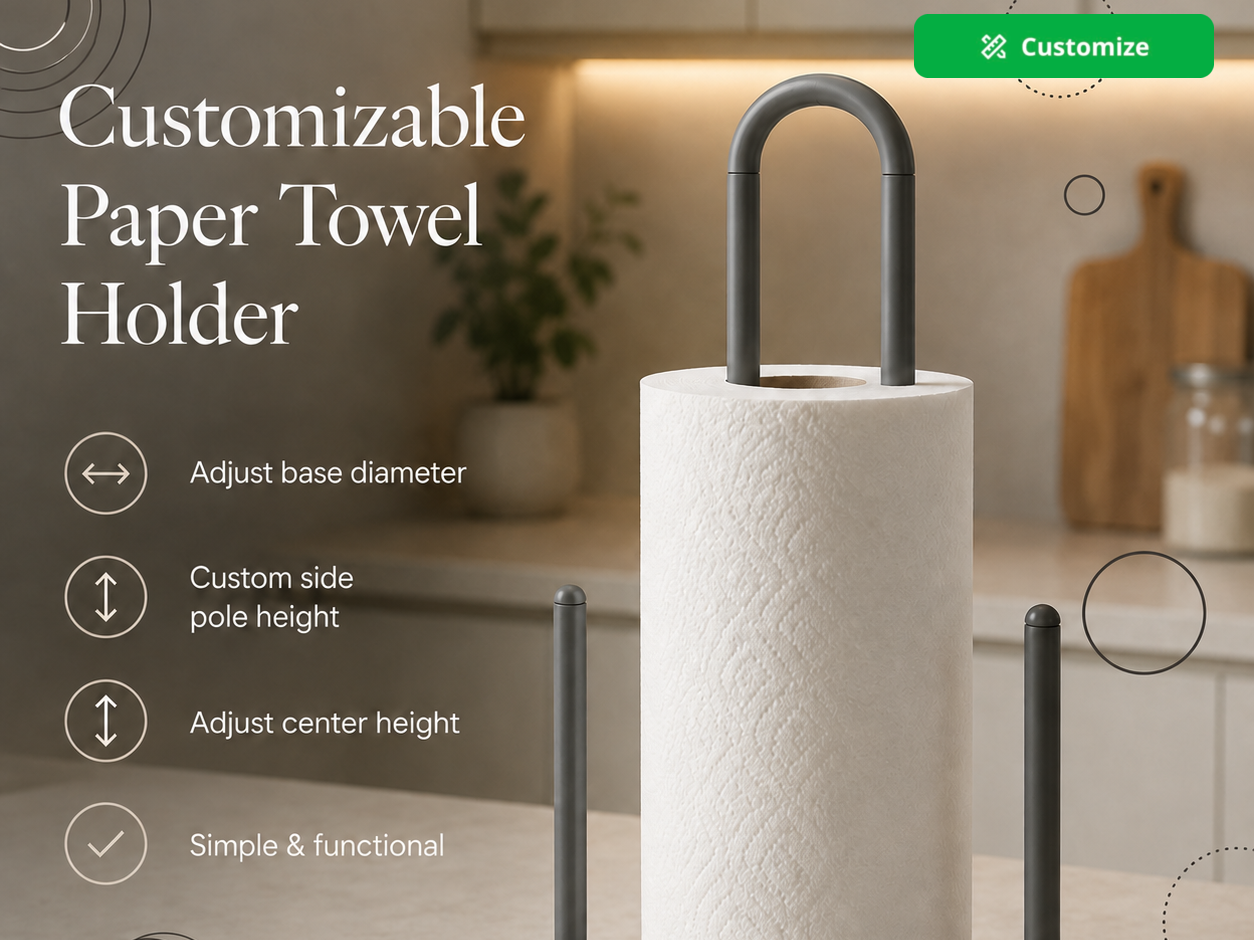Parametric Customisable Paper Towel Roll Holder