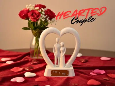 Hearted Couple Statue | Custom Name Plate