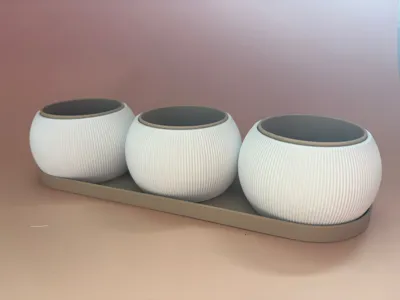 Oval tray 300mm + Penholder + Plant pot