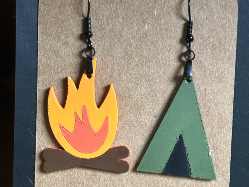 Tent and Campfire Earrings