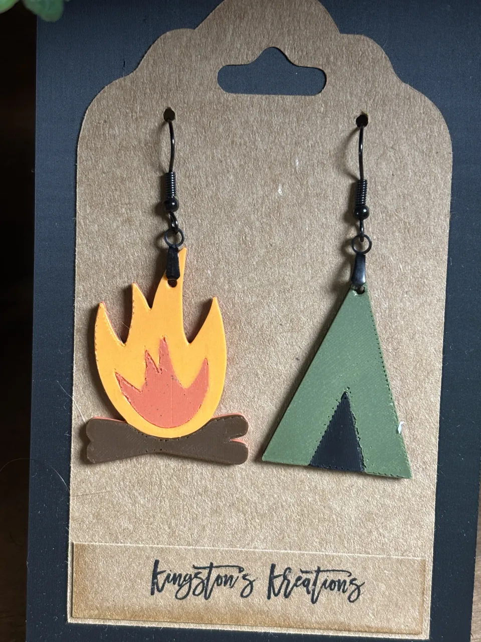 Tent and Campfire Earrings view 2