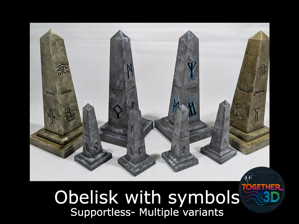 Obelisk with symbols - supportless D&D scenery