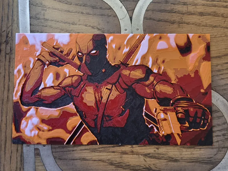 Deadpool in Action HueForge (My 6th HueForge)