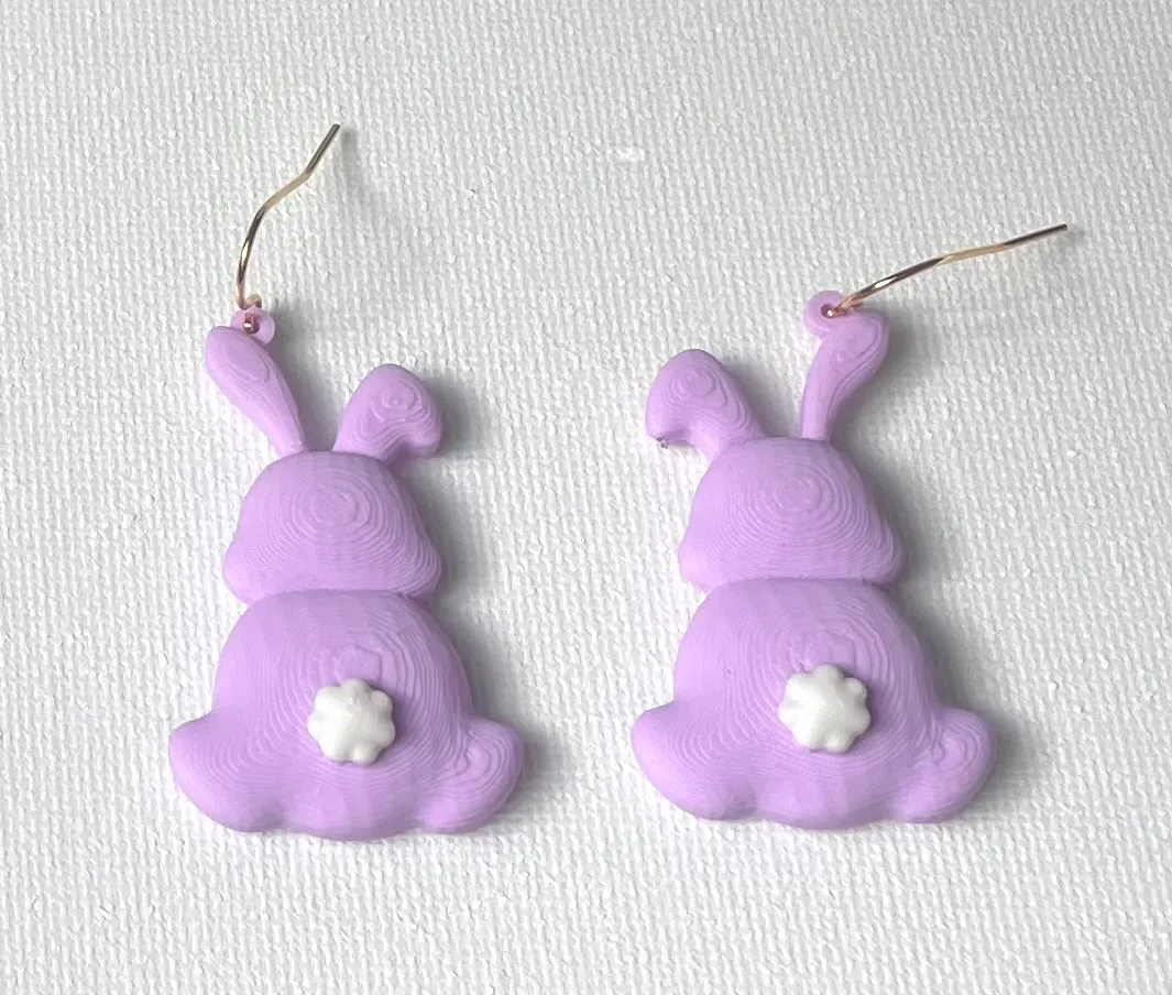Puffy Bunny Earrings Easter Jewelry view 3