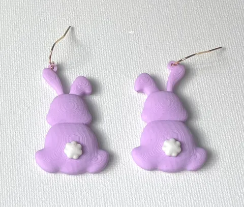 Puffy Bunny Earrings Easter Jewelry view 3
