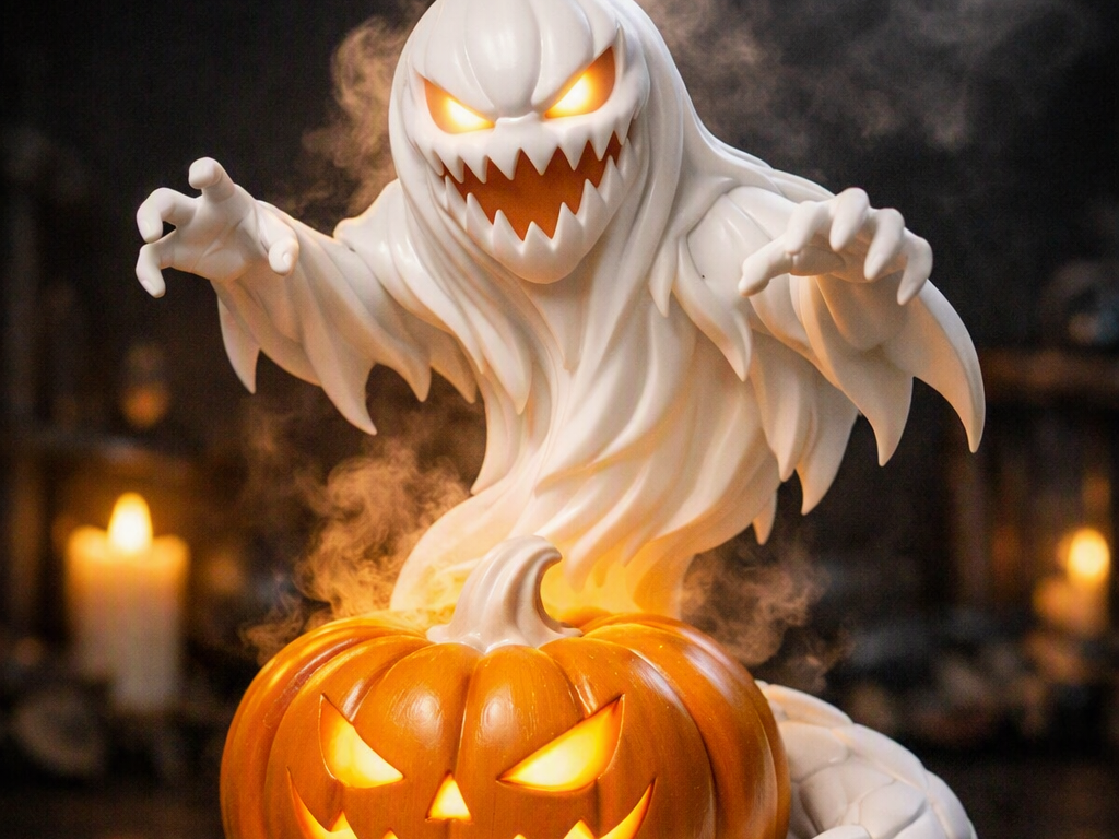 Spooky Halloween Ghost & Pumpkin - 3D printed Sculptures, in stock in India