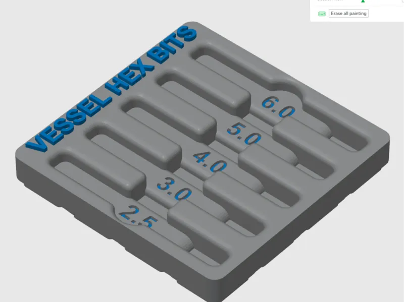 Vessel Hex Bit Holder Gridfinity (Half Grid)