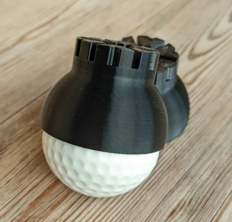 Vibration dampening feet with foam golf balls