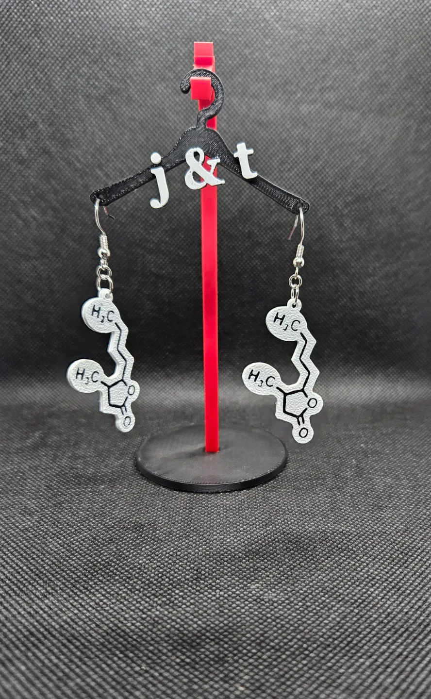 whiskey molecule earrings view 2