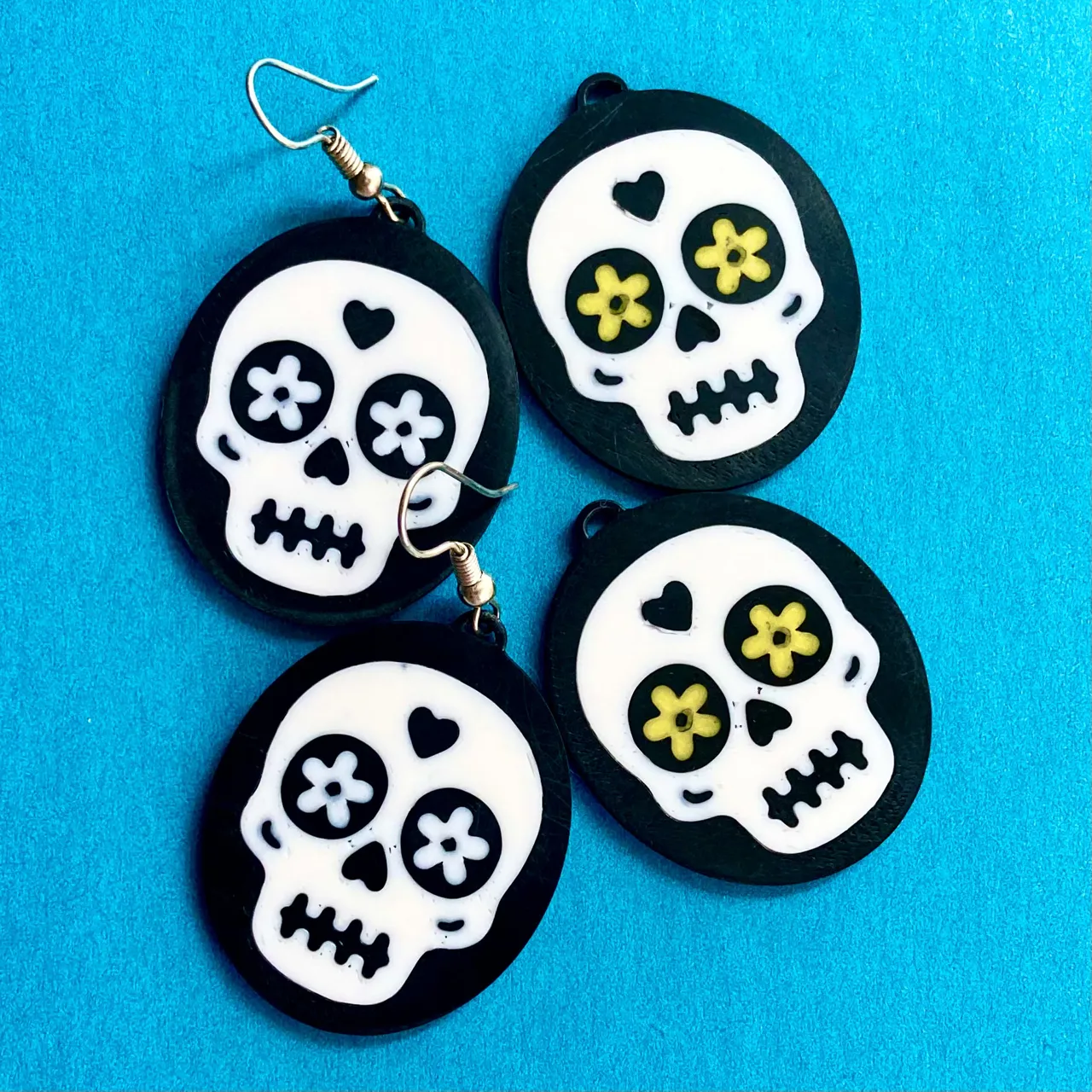 Skull earrings view 2