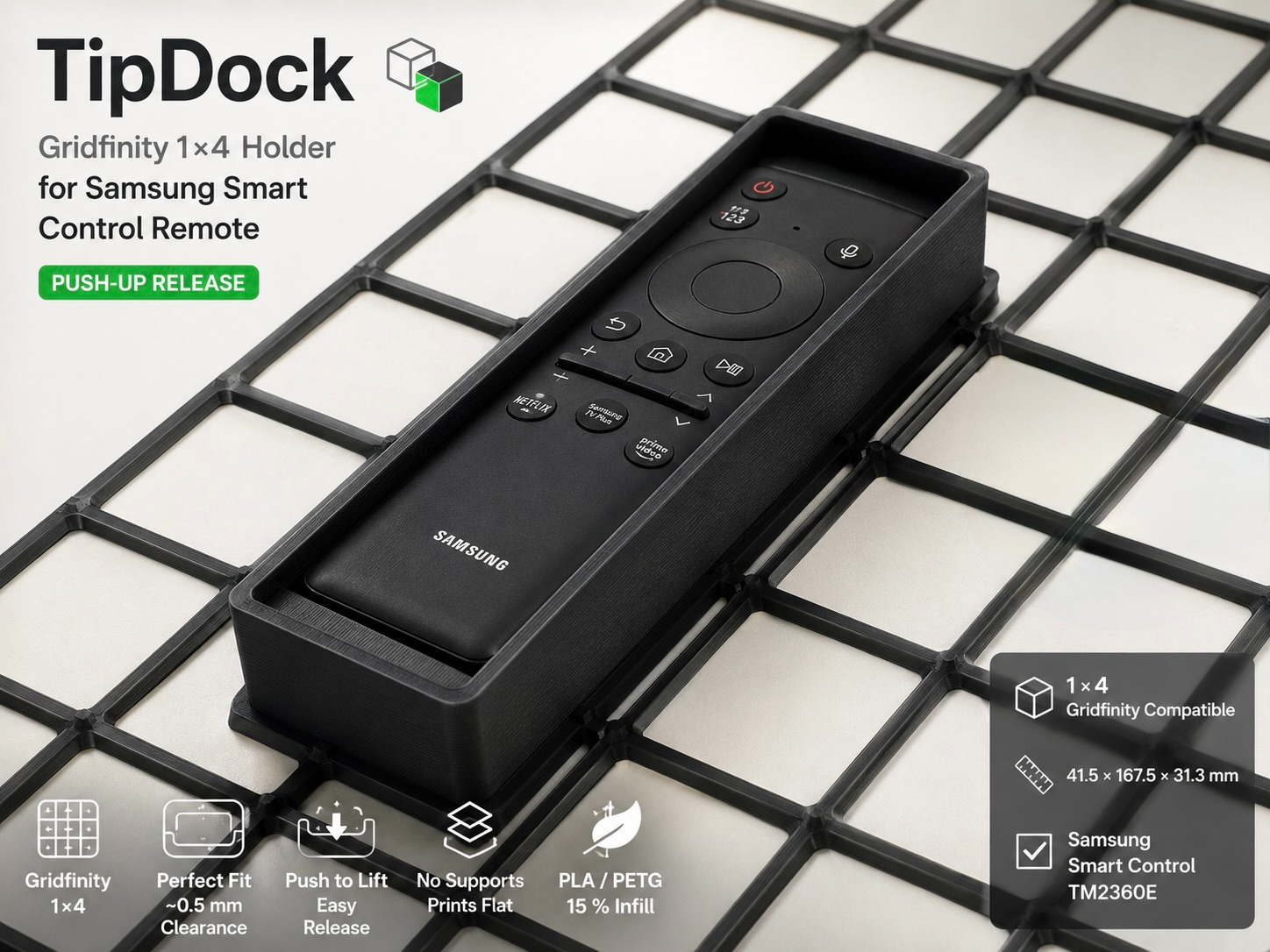 Gridfinity Holder for Samsung Smart Remote 