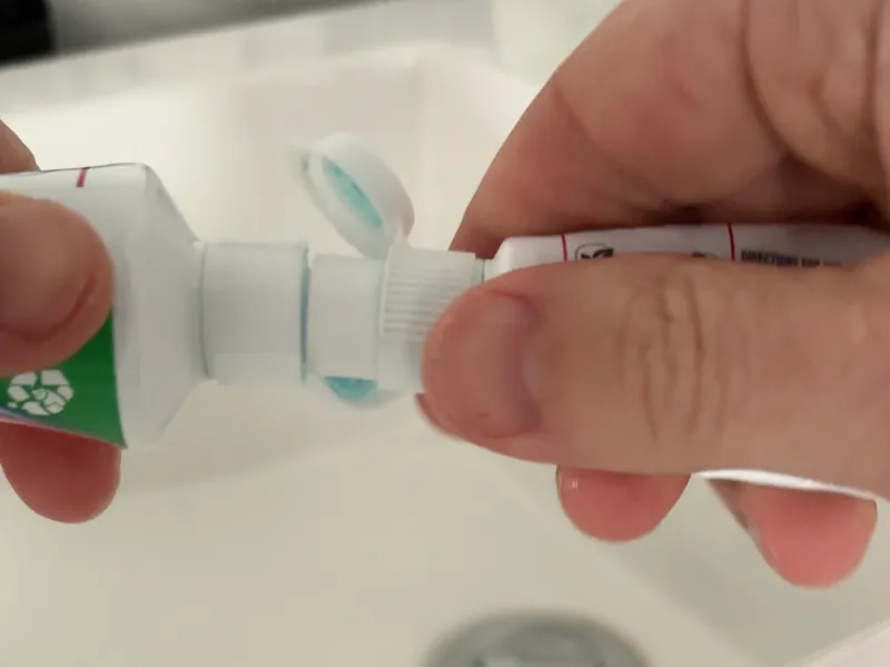 Travel toothpaste tube refill kit with cleaner