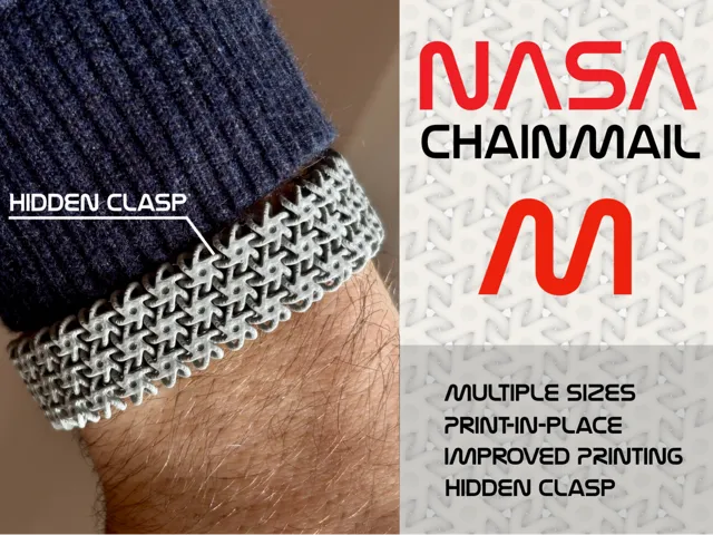 NASA Chainmail Fabric Bracelet M - Clasp - 20sizes