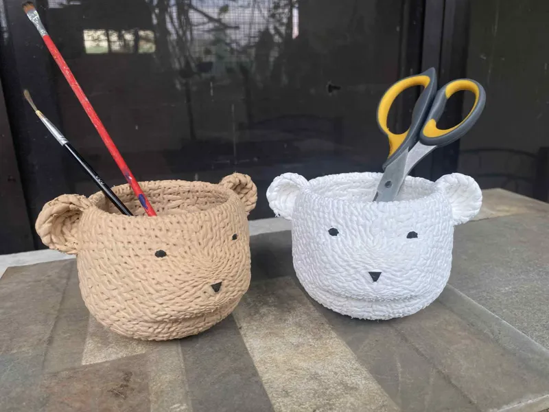 Knitted Bear Pen Holder