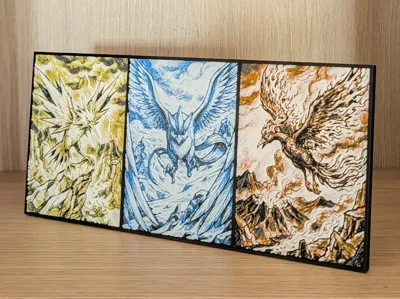 Kanto Legendary Birds Pokemon Hueforge & Frame