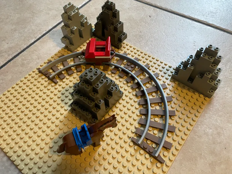 roller coaster 90deg turn with railroad ties
