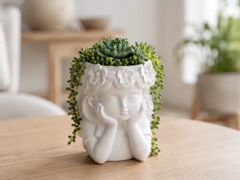Maceta decorativa: Lunatic Flower Girl Planter – Cute Succulent Pot — referencia de MakerWorld