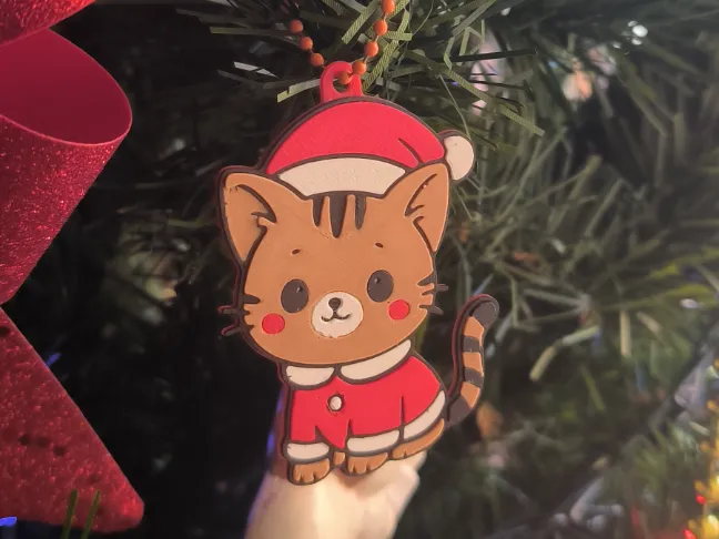 Cute cat Christmas keychain tree ornament 