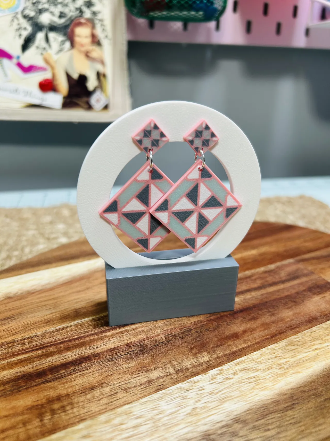 Quilt Block Earrings view 3