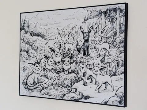 Marco decorativo: Eeveelution Hueforge & Frame — referencia de MakerWorld