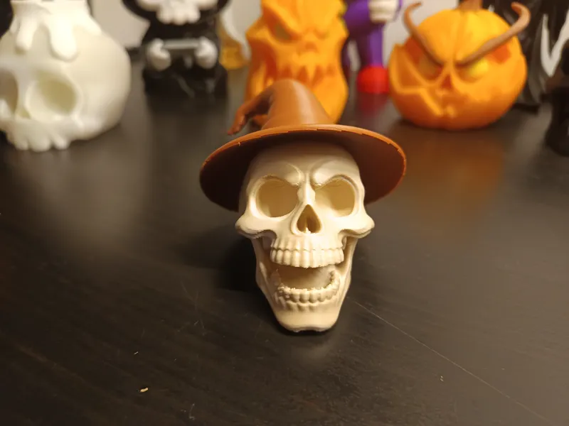 Halloween Skull with Witch Hat