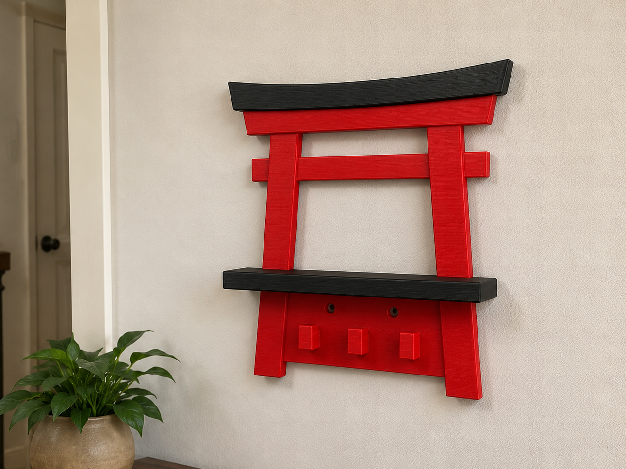 Torii Gate Wall Shelf & Key Holder