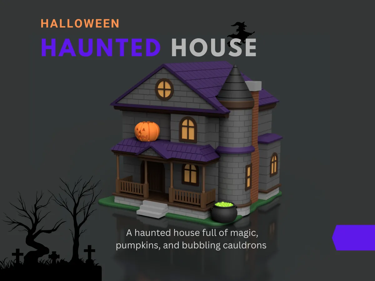Halloween Haunted Witch House with LED lights - Free 3D Print Model ...