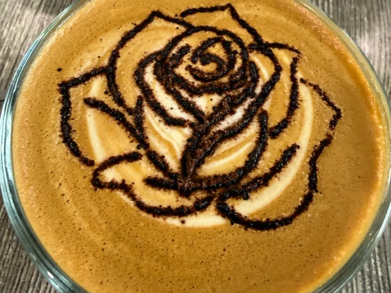 Rose coffee stencil