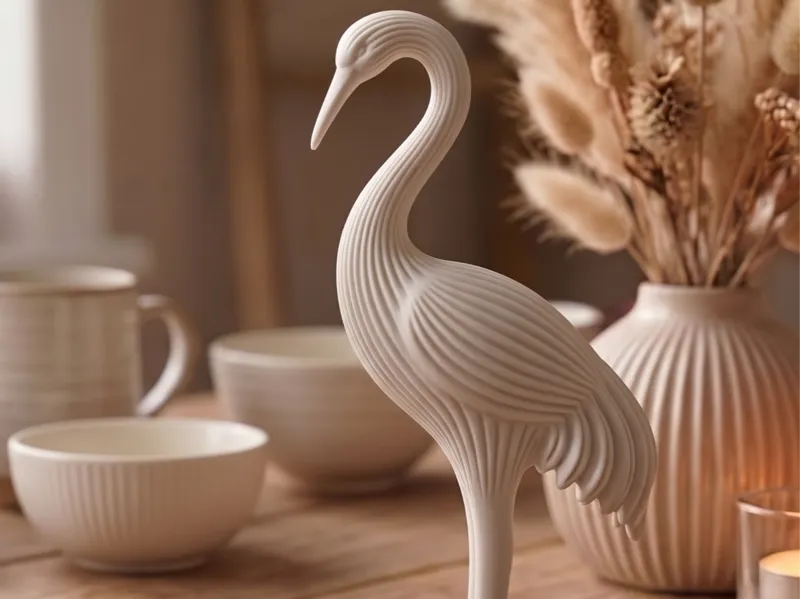 Elegant Ribbed Crane - Modern Minimalist Bird 