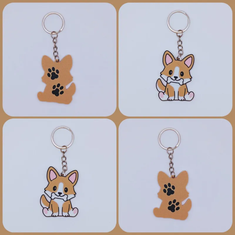 Puppy with bone keychain